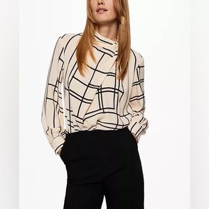 NWT Mango Women's Geometric-Print Blouse